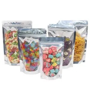 Mylar Bags for Food Storage 100 Pcs Aluminum foil Stand-Up Bag with Clear Front Window Resealable Bags for Small Business Disposable 4.7x7 Inch Mylar Bags for Food Storage 100 Pcs Aluminum foil Stand-Up Bag with Clear Front Window Resealable Bags for Small Business Disposable 4.7x7 Inch