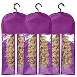 3PCS Wig Bags Storage with Hanger Wig Holder Wig Hanger for Multiple Wigs Portable Hair Extension Holder Dust-proof Hair Extension Storage Wigs Stand Hair Extensions, wigs & accessories (Purple) 3PCS Wig Bags Storage with Hanger Wig Holder Wig Hanger for Multiple Wigs Portable Hair Extension Holder Dust-proof Hair Extension Storage Wigs Stand Hair Extensions, wigs & accessories (Purple)