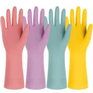 Pairs Rubber Kitchen Dishwashing Gloves - Colorful Reusable Household Cleaning Gloves Outdoor Chores for Women & Men (Medium) Pairs Rubber Kitchen Dishwashing Gloves - Colorful Reusable Household Cleaning Gloves Outdoor Chores for Women & Men (Medium)