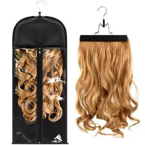 1 Pack Wig Storage Bag with Hanger Hair Extensions Wig Storage Extra Long Hair Extension Holder with Transparent Zip Up Closure (Size Large) 1 Pack Wig Storage Bag with Hanger Hair Extensions Wig Storage Extra Long Hair Extension Holder with Transparent Zip Up Closure (Size Large)