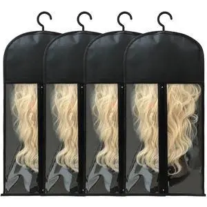 4Pcs Wig Storage Wig Bags Storage with Hanger, Wig Storage Bag with Hair Extensions Wigs and Accessories, Breathable and Easy to Carry Home Hair Salon Travel Available (Black 23.5in) 4Pcs Wig Storage Wig Bags Storage with Hanger, Wig Storage Bag with Hair Extensions Wigs and Accessories, Breathable and Easy to Carry Home Hair Salon Travel Available (Black 23.5in)