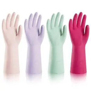 4 Pairs Nitrile Cleaning Gloves, Latex free Reusable Dishwashing Gloves for Women, Kitchen and Bathroom Cleaning, Non-Slip &Flexible, 10 Mil, Colorful, M 4 Pairs Nitrile Cleaning Gloves, Latex free Reusable Dishwashing Gloves for Women, Kitchen and Bathroom Cleaning, Non-Slip &Flexible, 10 Mil, Colorful, M