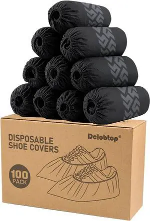 Shoe Covers Disposable Non-Slip - Black Boot Covers for Indoors,100Pcs Booties for Shoe Coves Fits Up To 11 US Men and 13 US Women Size,Non-Woven Fabric Shoe Covers Disposable Non-Slip - Black Boot Covers for Indoors,100Pcs Booties for Shoe Coves Fits Up To 11 US Men and 13 US Women Size,Non-Woven Fabric