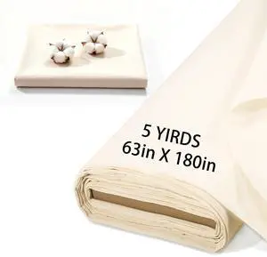 5 Yards 100% Cotton Unbleached Muslin Fabric, 63 Inch X 5 Yards by The Yard, Medium & Light Weight Draping Fabrics Suitable for Sewing, Embroidery, Garments, Apparel Cloth and Crafts Material-Natural 5 Yards 100% Cotton Unbleached Muslin Fabric, 63 Inch X 5 Yards by The Yard, Medium & Light Weight Draping Fabrics Suitable for Sewing, Embroidery, Garments, Apparel Cloth and Crafts Material-Natural
