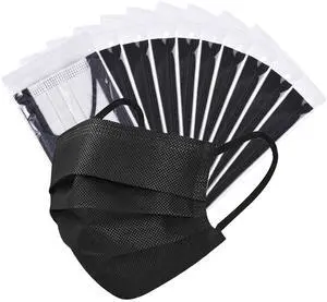 4Ply Individually Wrapped Disposable Black Face Masks White Inside 4Ply Individually Wrapped Disposable Black Face Masks White Inside