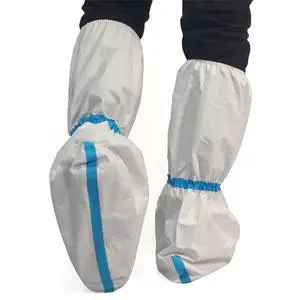 Hazmat Boot and Shoe Covers 6 Pairs Disposable Knee High Booties Non-slip and Waterproof White 18 inches Tall Hazmat Boot and Shoe Covers 6 Pairs Disposable Knee High Booties Non-slip and Waterproof White 18 inches Tall