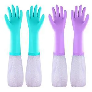 Reusable Long Sleeve Dishwashing Cleaning Gloves with Latex Free,Cotton Lining,Kitchen Gloves 2 Pairs,Purple+Blue M Reusable Long Sleeve Dishwashing Cleaning Gloves with Latex Free,Cotton Lining,Kitchen Gloves 2 Pairs,Purple+Blue M