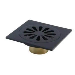 Odor-Proof Floor Drain, Copper Bathroom Tile Insert Shower Drainer with Removable Strainer Cover, 4-inch Square Anti-Clogging for Kitchen Balcony Garage, Matte Black Odor-Proof Floor Drain, Copper Bathroom Tile Insert Shower Drainer with Removable Strainer Cover, 4-inch Square Anti-Clogging for Kitchen Balcony Garage, Matte Black