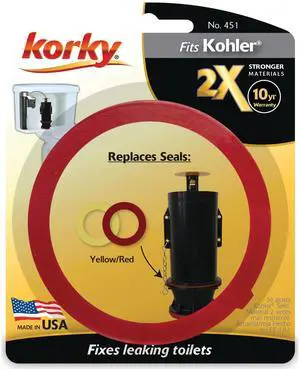 2X Long Life Toilet Flush Valve Seal Fits Kohler - Fixes Leaking Tower Style Flush Valves and Hard-to-Flush Toilets - Easy to Install - Made in USA- 451, Red 2X Long Life Toilet Flush Valve Seal Fits Kohler - Fixes Leaking Tower Style Flush Valves and Hard-to-Flush Toilets - Easy to Install - Made in USA- 451, Red