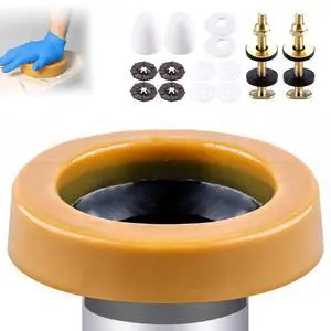 Toilet Bowl Wax Ring Kit with Flange Bolts, Fits 3 or 4 Inch Lines Toilet Bowl Wax Ring Kit with Flange Bolts, Fits 3 or 4 Inch Lines