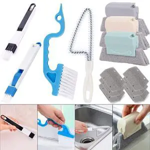 Window Track Cleaner Tool Set, 13 Pcs Magic Window Sill Cleaning Tools Kit with Groove Cleaning Brush for Door Tracks, Tile Lines, Shutter, Car Vents Window Track Cleaner Tool Set, 13 Pcs Magic Window Sill Cleaning Tools Kit with Groove Cleaning Brush for Door Tracks, Tile Lines, Shutter, Car Vents