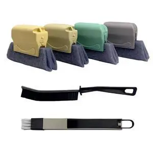 Window Track Cleaning Tool Set, 4Pcs Washable Sponge Brushes with Corner Scraper & Detachable Head, Deep Clean for Window Grooves, Sliding Doors, Tile Grout, Air Vents & Keyboard Gaps Window Track Cleaning Tool Set, 4Pcs Washable Sponge Brushes with Corner Scraper & Detachable Head, Deep Clean for Window Grooves, Sliding Doors, Tile Grout, Air Vents & Keyboard Gaps