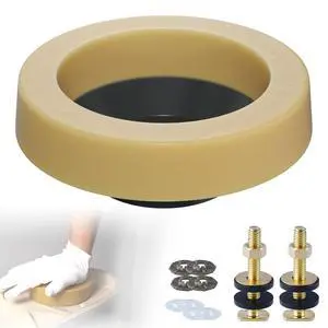Extra Thick Toilet Wax Ring Replacement Kit, Universal Toilet Seal Ring with Brass Toilet Floor Bolts and Retainer Washers, PE Flange Fits 3 Inch and 4 Inch Drain Pipes Extra Thick Toilet Wax Ring Replacement Kit, Universal Toilet Seal Ring with Brass Toilet Floor Bolts and Retainer Washers, PE Flange Fits 3 Inch and 4 Inch Drain Pipes