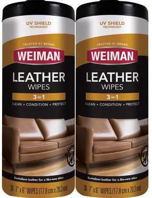 Leather Wipes - 2 Pack - Clean Condition UV Protection Help Prevent Cracking or Fading of Leather Furniture, Car Seats & Interior, Shoes and More Leather Wipes - 2 Pack - Clean Condition UV Protection Help Prevent Cracking or Fading of Leather Furniture, Car Seats & Interior, Shoes and More