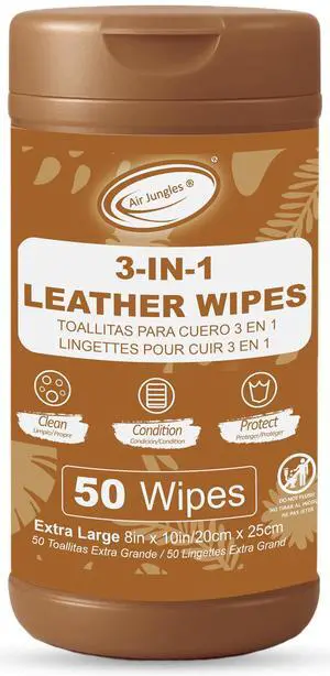 3in1 Leather Wipes 50 Count, Extra Large 8" x 10" Size 3in1 Leather Wipes 50 Count, Extra Large 8" x 10" Size
