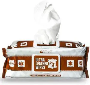 Leather Cleaner Wipes - Clean, Condition, & Protect - Cleansing Wipes for Interior, Furniture, Purses, Shoes Boots - Car Cleaning Supplies - Extra Large 8"x10" - 70 Count Leather Cleaner Wipes - Clean, Condition, & Protect - Cleansing Wipes for Interior, Furniture, Purses, Shoes Boots - Car Cleaning Supplies - Extra Large 8"x10" - 70 Count