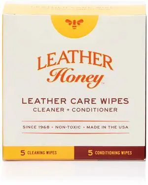 Leather Wipe Kit: Clean & Restore On-The-Go. For Any Color of Leather Couches, Car Seats, Purses, Shoes & Bags. Nontoxic, Ready-to-Use & Made in the USA. 5 Cleaner & 5 Conditioner Wipes Leather Wipe Kit: Clean & Restore On-The-Go. For Any Color of Leather Couches, Car Seats, Purses, Shoes & Bags. Nontoxic, Ready-to-Use & Made in the USA. 5 Cleaner & 5 Conditioner Wipes