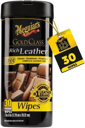Gold Class Rich Leather Wipes - Leather Car Cleaning Wipes that Offer Conditioning and UV Protection, Rich Moisturizers Help Prevent Leather From Drying Out and Cracking, 30 Wipes Gold Class Rich Leather Wipes - Leather Car Cleaning Wipes that Offer Conditioning and UV Protection, Rich Moisturizers Help Prevent Leather From Drying Out and Cracking, 30 Wipes