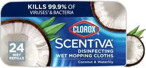 Scentiva Disinfecting Wet Mopping Cloths, Coconut and Waterlily, 24 Refills (Pack May Vary) Scentiva Disinfecting Wet Mopping Cloths, Coconut and Waterlily, 24 Refills (Pack May Vary)
