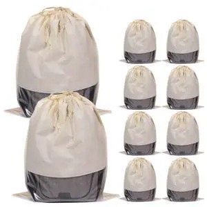 10 Pack Jumbo Dustproof Drawstring Bags Dust Covers Large Non-Woven Fabric Cloth Storage Pouch String Bag for Handbags Purses, Beige 10 Pack Jumbo Dustproof Drawstring Bags Dust Covers Large Non-Woven Fabric Cloth Storage Pouch String Bag for Handbags Purses, Beige