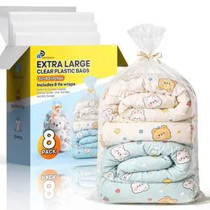 32x42 Inches Clear Large Plastic Storage Bags for Wreath Blankets, 8 Pack 32x42 Inches Clear Large Plastic Storage Bags for Wreath Blankets, 8 Pack