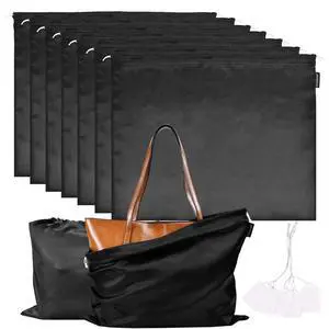 7 Pack Dust Bags for Handbags Storage Silk Cloth Bag With Drawstring Large Storage Pouch for Handbag Purse Shoes Boots (Black, 19.6 × 15.7) 7 Pack Dust Bags for Handbags Storage Silk Cloth Bag With Drawstring Large Storage Pouch for Handbag Purse Shoes Boots (Black, 19.6 × 15.7)