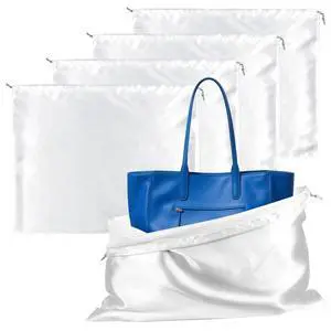 4 Pack Dust Bags for Handbags - Silk Purse Dust Bags for Handbag Storage,Purses Handbags Shoes Clothes Travel,Large Dustproof Drawstring Bag,15.7 × 19.6 Inch 4 Pack Dust Bags for Handbags - Silk Purse Dust Bags for Handbag Storage,Purses Handbags Shoes Clothes Travel,Large Dustproof Drawstring Bag,15.7 × 19.6 Inch