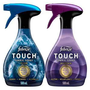 Touch Fabric Spray, Air Freshener, Odor-Fighting Fabric Refresher, Couch and Linen Spray, Sneaker Balls Alternative, Ocean and Mountain Scent, Multicolor, 16.9oz, 2ct Touch Fabric Spray, Air Freshener, Odor-Fighting Fabric Refresher, Couch and Linen Spray, Sneaker Balls Alternative, Ocean and Mountain Scent, Multicolor, 16.9oz, 2ct