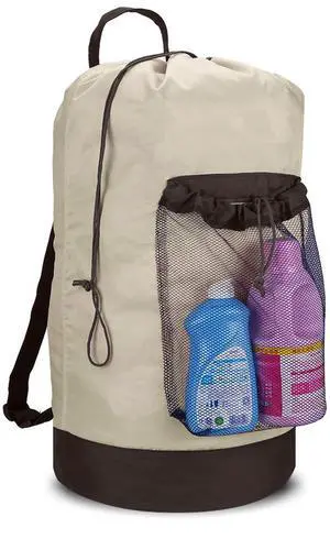 Backpack Laundry Bag, 115L Large Hamper with Shoulder Straps, Drawstring Closure, Mesh Pocket, Khaki Backpack Laundry Bag, 115L Large Hamper with Shoulder Straps, Drawstring Closure, Mesh Pocket, Khaki