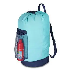 Laundry Backpack with Shoulder Straps and Mesh Pocket Durable Nylon Clothes Hamper Bag with Drawstring Closure for College, Travel, Laundromat, Apartment Laundry Backpack with Shoulder Straps and Mesh Pocket Durable Nylon Clothes Hamper Bag with Drawstring Closure for College, Travel, Laundromat, Apartment