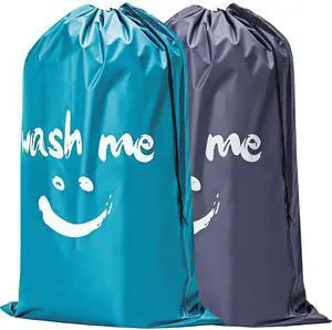 2 Pack XL Laundry Bags 28" x 40", Extra Large Dirty Clothes Organizer Holds 3-4 Loads, Machine Washable Drawstring Laundry Bag for Dorm, Camp, Laundromat, Family, Travel, Gray & Sky Blue 2 Pack XL Laundry Bags 28" x 40", Extra Large Dirty Clothes Organizer Holds 3-4 Loads, Machine Washable Drawstring Laundry Bag for Dorm, Camp, Laundromat, Family, Travel, Gray & Sky Blue