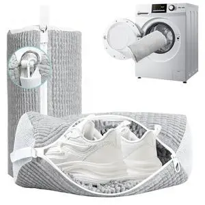 Shoe Washing Machine Bag 2 Pack, 360°Deep Clean Durable Shoes Laundry Bag for Washer and Dryer, Reusable Shoe Cleaner Bags, Sneaker Washing Machine Bag, Gray Shoe Washing Machine Bag 2 Pack, 360°Deep Clean Durable Shoes Laundry Bag for Washer and Dryer, Reusable Shoe Cleaner Bags, Sneaker Washing Machine Bag, Gray