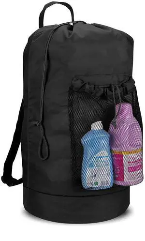 Backpack Laundry Bag, Laundry Backpack with Shoulder Straps and Mesh Pocket Durable Nylon Clothes Hamper Bag with Drawstring Closure for College, Travel, Laundromat, Apartment Backpack Laundry Bag, Laundry Backpack with Shoulder Straps and Mesh Pocket Durable Nylon Clothes Hamper Bag with Drawstring Closure for College, Travel, Laundromat, Apartment
