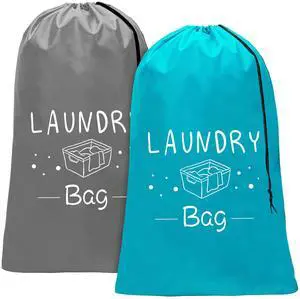 2 Pack Extra Large Travel Laundry Bag, Dirty Clothes Organizer with Drawstring,Heavy Duty Travel Laundry Bags,Easy Fit a Laundry Hamper Travel Essentials 2 Pack Extra Large Travel Laundry Bag, Dirty Clothes Organizer with Drawstring,Heavy Duty Travel Laundry Bags,Easy Fit a Laundry Hamper Travel Essentials