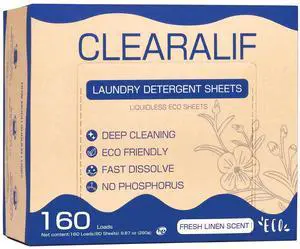 Laundry Detergent Sheets Up to 160 Loads, Fresh Linen - Great For Travel,Apartments, Dorms,Laundry Detergent Strips Eco Friendly & Hypoallergenic Laundry Detergent Sheets Up to 160 Loads, Fresh Linen - Great For Travel,Apartments, Dorms,Laundry Detergent Strips Eco Friendly & Hypoallergenic