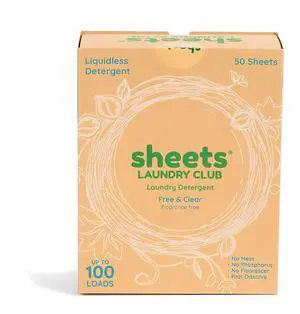 Liquidless Laundry Detergent Sheets, 100 Loads - Fragrance Free Scent, Eco-Friendly, Quick-Dissolving Formula, Hypoallergenic, Septic Safe, Plastic-Free Packaging - 50 Sheets Liquidless Laundry Detergent Sheets, 100 Loads - Fragrance Free Scent, Eco-Friendly, Quick-Dissolving Formula, Hypoallergenic, Septic Safe, Plastic-Free Packaging - 50 Sheets