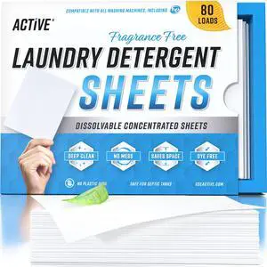 Laundry Detergent Sheets Eco Washing Strips - 80 Loads, Free & Clear Liquidless Clothes Washer Sheet, Zero Waste Travel Laundry Strip, Dissolvable Space Saving Sheets For HE - Fragrance Free Laundry Detergent Sheets Eco Washing Strips - 80 Loads, Free & Clear Liquidless Clothes Washer Sheet, Zero Waste Travel Laundry Strip, Dissolvable Space Saving Sheets For HE - Fragrance Free