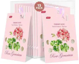 13 Packs Geranium Scented Sachets, Fragrance Sachet Bags for Drawers and Closets, Air Fresheners for Car and Home, Closet Deodorizer Scented Drawer Fresheners for Dresser 13 Packs Geranium Scented Sachets, Fragrance Sachet Bags for Drawers and Closets, Air Fresheners for Car and Home, Closet Deodorizer Scented Drawer Fresheners for Dresser