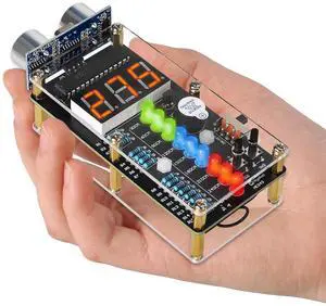 Ultrasonic Ranging Alarm DIY Kit, HC-SR04 Ultrasonic Distance Sensor Soldering Practice Kit with LED Lights, STEM Soldering Electronic Projects for School Learning Ultrasonic Ranging Alarm DIY Kit, HC-SR04 Ultrasonic Distance Sensor Soldering Practice Kit with LED Lights, STEM Soldering Electronic Projects for School Learning