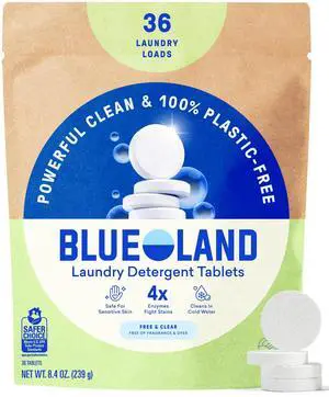 Laundry Detergent Tablets, 36 Count, Plastic-Free Eco-Friendly, Fragrance Free and Clear, Safe for Sensitive Skin, No Harsh Chemicals, Lifts Tough Stains and Odors Laundry Detergent Tablets, 36 Count, Plastic-Free Eco-Friendly, Fragrance Free and Clear, Safe for Sensitive Skin, No Harsh Chemicals, Lifts Tough Stains and Odors
