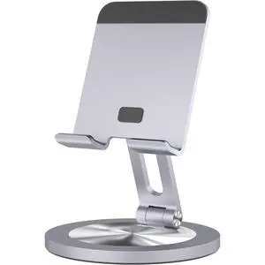 Phone Stand for Desk, 360° Rotating Dual Adjustable Foldable Cell Phone Holder, Heavy Solid All-Aluminum Base Anti-Slip Stable Support for Home Office Study, Fits iPhone Galaxy 4-8" Phones Phone Stand for Desk, 360° Rotating Dual Adjustable Foldable Cell Phone Holder, Heavy Solid All-Aluminum Base Anti-Slip Stable Support for Home Office Study, Fits iPhone Galaxy 4-8" Phones