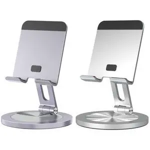 Phone Stand for Desk, 360° Rotating Dual Adjustable Foldable Cell Phone Holder, Heavy Solid All-Aluminum Base Anti-Slip Stable Support for Home Office Study, Fits iPhone Galaxy 4-8" Phones Phone Stand for Desk, 360° Rotating Dual Adjustable Foldable Cell Phone Holder, Heavy Solid All-Aluminum Base Anti-Slip Stable Support for Home Office Study, Fits iPhone Galaxy 4-8" Phones