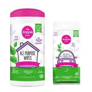 Baby All Purpose Wipes, Plant Powered, Hint of Lavender, Hypoallergenic, 75 Count Canister + 30 Count Baby All Purpose Wipes, Plant Powered, Hint of Lavender, Hypoallergenic, 75 Count Canister + 30 Count
