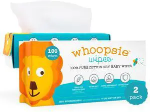 The Original 100% Pure Cotton Dry Baby Wipes Ultra Soft, Unscented, Chemical-Free Wipes for Sensitive Skin Use Dry or Add Water for Wet Wipes 2 Packs (200 Count). The Original 100% Pure Cotton Dry Baby Wipes Ultra Soft, Unscented, Chemical-Free Wipes for Sensitive Skin Use Dry or Add Water for Wet Wipes 2 Packs (200 Count).