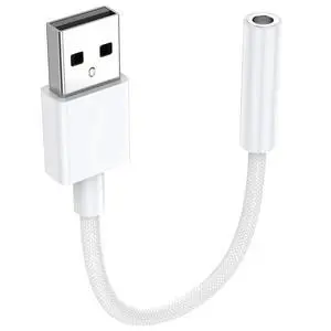 USB to 3.5mm Audio Jack Adapter, Audio Aux Cable External Stereo Sound Card, USB to 3.5mm TRRS Female Headset for PS5 PS4 Headphone PC Laptop Linux Desktops and More Device USB to 3.5mm Audio Jack Adapter, Audio Aux Cable External Stereo Sound Card, USB to 3.5mm TRRS Female Headset for PS5 PS4 Headphone PC Laptop Linux Desktops and More Device