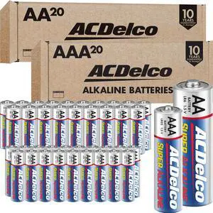 ACDelco Double AA and Triple AAA Batteries, 40-Count Battery Combo Pack for Home and Office, 20-Count Each, 10-Year Shelf Life ACDelco Double AA and Triple AAA Batteries, 40-Count Battery Combo Pack for Home and Office, 20-Count Each, 10-Year Shelf Life
