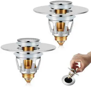 2Pcs Bathroom Sink Stoppers Pop Up Drain Stopper for Bathroom Sink2-in-1 Sink Stopper & Strainer,Universal Wash Basin Sink Stopperfor 1.1"~1.5" Bathroom Sink DrainSilver 2Pcs Bathroom Sink Stoppers Pop Up Drain Stopper for Bathroom Sink2-in-1 Sink Stopper & Strainer,Universal Wash Basin Sink Stopperfor 1.1"~1.5" Bathroom Sink DrainSilver