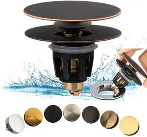 Universal Bathroom Sink Drain Stopper, Fits Most Pop-Up Drains for Vessel Sink Lavatory Vanity, Sink Drain Strainer with Detachable Hair Catcher, Tested by Plumber in US (Oil Rubbed Bronze) Universal Bathroom Sink Drain Stopper, Fits Most Pop-Up Drains for Vessel Sink Lavatory Vanity, Sink Drain Strainer with Detachable Hair Catcher, Tested by Plumber in US (Oil Rubbed Bronze)