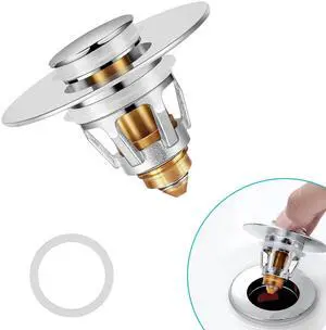 Sink Stopper, Bathroom Sink Drain Strainer with Hair Catcher, for 1.04~1.97 Drain Hole, Brass Universal Drain Cover, Pop Up Basin Plug Sink Stopper, Bathroom Sink Drain Strainer with Hair Catcher, for 1.04~1.97 Drain Hole, Brass Universal Drain Cover, Pop Up Basin Plug