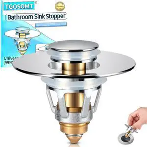 Bathroom Sink Drain Strainer, 2 in 1 Anti-Clogging Sink Stopper with Hair Catcher, Universal Pop-Up Sink Drain Plug Fits 1.1" ~ 1.5" Drain, Solid Brass (Chrome) Bathroom Sink Drain Strainer, 2 in 1 Anti-Clogging Sink Stopper with Hair Catcher, Universal Pop-Up Sink Drain Plug Fits 1.1" ~ 1.5" Drain, Solid Brass (Chrome)